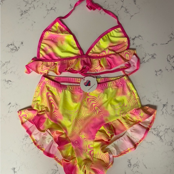 Neon Ruffle Bikini Set - Picture 4 of 5